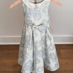 Sweet Kids Blue & Ivory Jacquard Floral Party Dress – NWT